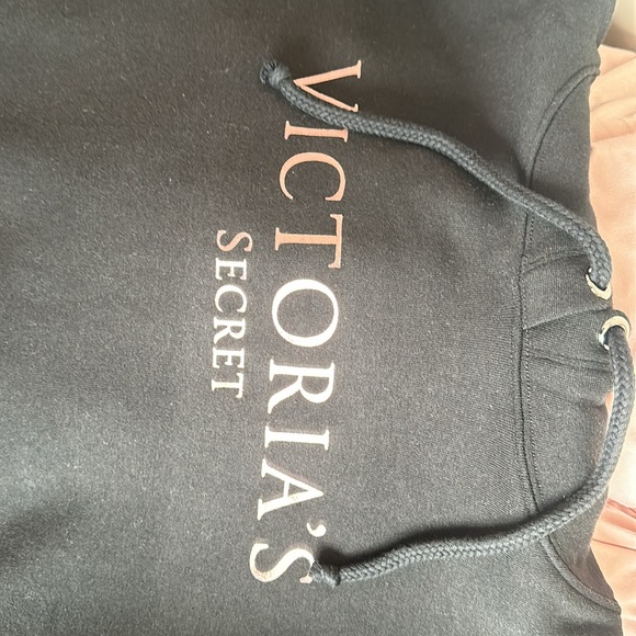 EUC VICTORIAS SECRET HOODIE, BLACK & ROSE GOLD SIZE M. - Picture 2 of 2